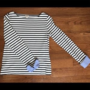 JCrew Navy & Off-white Striped Dress Shirt